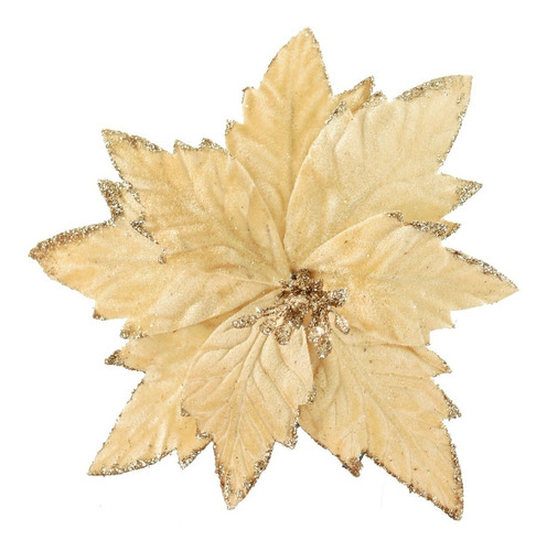 Flor Nochebuena Terciopelo Artificial Decoración Navidad Color Beige