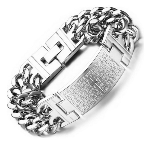 Bracelete Pulseira Masculino Pai Nosso Aço Cirúrgico 316l