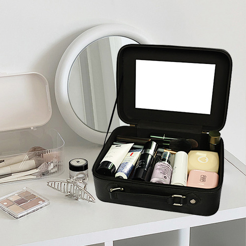 Elegant Makeup Bag Travel Organizer With Mirror Large