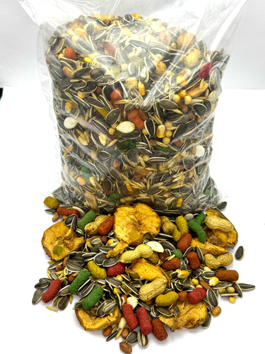 Mistura Papagaio 5kg Com Frutas Maçã Semente De Girassol