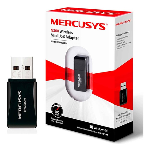 Antena Wifi Mini Adaptador De Red Usb Mw300um Mercusys