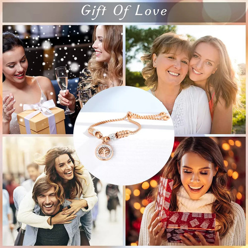 Pulsera Acero Inoxidable Mujer Árbol La Vida Zirconia Regalo