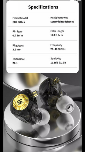 Audífonos Kz Edx Ultra In Ear Monitor Sin Micrófono +estuche