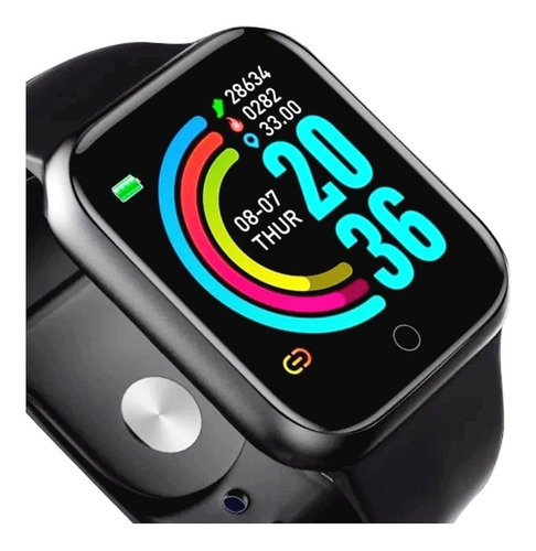 Relógio Com Batimentos Cardíacos Passos Calorias Smartwatch Cor da caixa Preto Cor da pulseira Preto