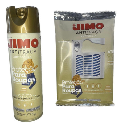 Kit 1 Jimo Anti Traça Aerosol 300ml + 1 Jimo Cabide 