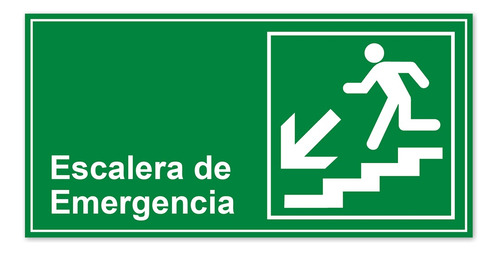 Señalética 34x17cm - Escalera De Emergencia Abajo