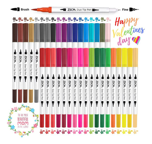Marcadores De Pincel Para Colorear Arte, Zscm 36 Colores Duo