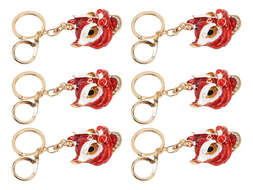Llavero Rojo Lucky Kirin, 6 Unidades, De Metal Fuerte Y Eleg
