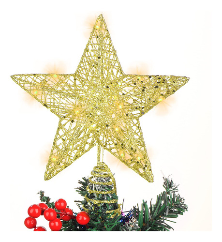 Estrella Led Dorada Para Árbol De Navidad, Decoración De .