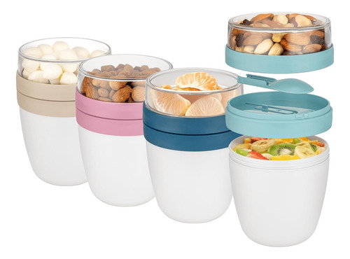 Pack 2 Vasos De Yogurt Cereales Frutas 650ml Titiz+ Cuchara