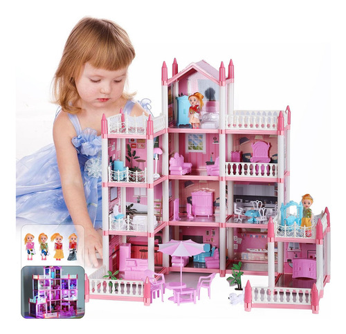 Casa De Muñecas Para Niñas, Casa Muñecas Castillo De 4 Pisos