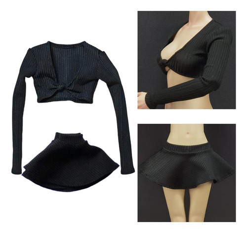 Falda Para Mujer A Escala 1:6, Vestido Informal Retro Negro