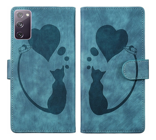 Funda Para Samsung Con Estampado De Gatito Y Tarjetero