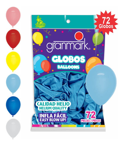 Globos De Latex No. 9 Granmark72 Piezasleogmk1 Color Azul Bebé