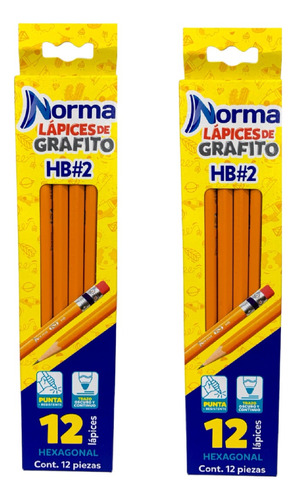 Lápiz grafito Norma lapiz hexagonal norma pack 12u duo