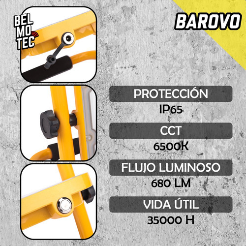 Reflector 30w Recargable Flash Luz Emergencia Led Portatil Color De La Carcasa Amarilla Color De La Luz Blanco Frío