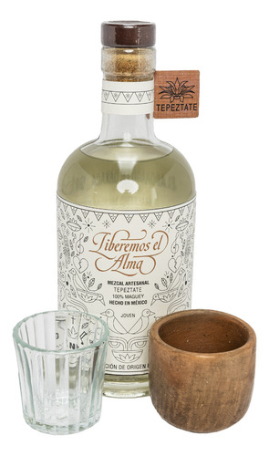 Mezcal Liberemos Tepeztate 750 Ml + 2 Vasos | Kit Mezcalero