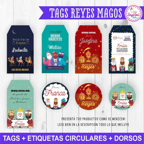 Tags Imprimibles Reyes Magos Círculos Tarjetas Regalos #1