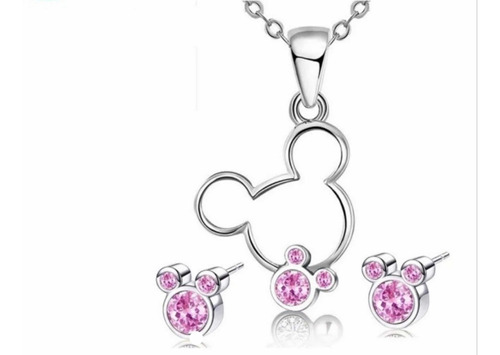 Collar Y Aros Diseño Mickey, Joyas De Fantasía Niña O Mujer 