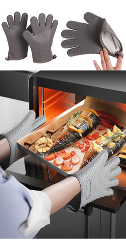 F Guantes Silicon Cocina Horno Resistente Al Calor