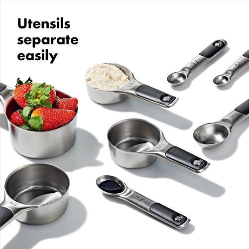 Juego De Tazas Y Cucharas Medidoras De Acero Inoxidable, 8 P