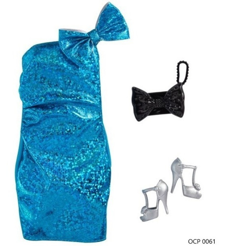 Imagem 1 de 3 de Roupa Barbie - Vestido Azul Metálico Ms