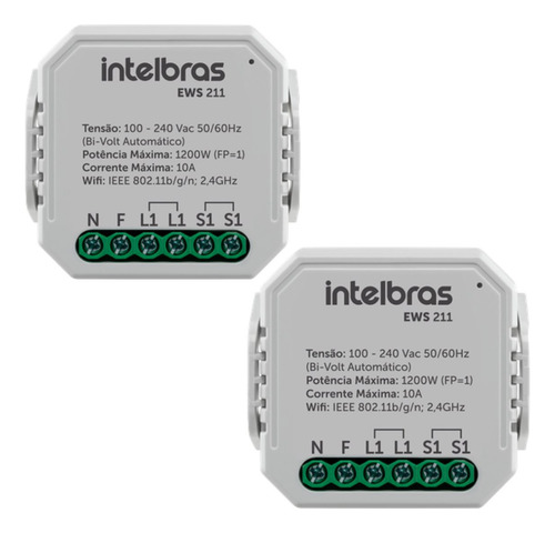 Kit 2 Minicontrolador Smart Wifi Com Entrada Pra 1 Interrup