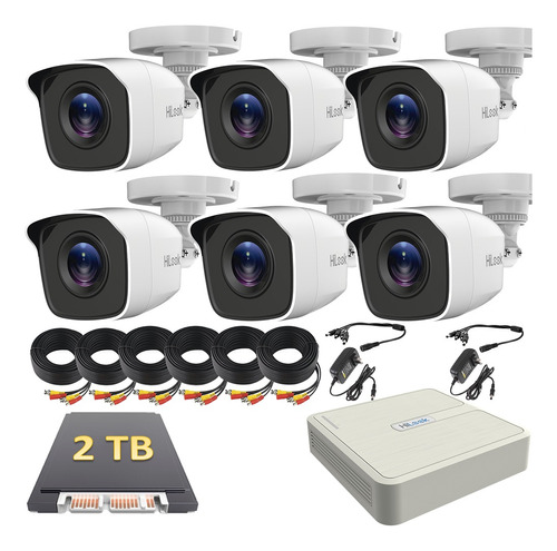 Kit 6 Camaras Dvr 8 Canales Hikvision 1080p 2mp Cctv 2tb