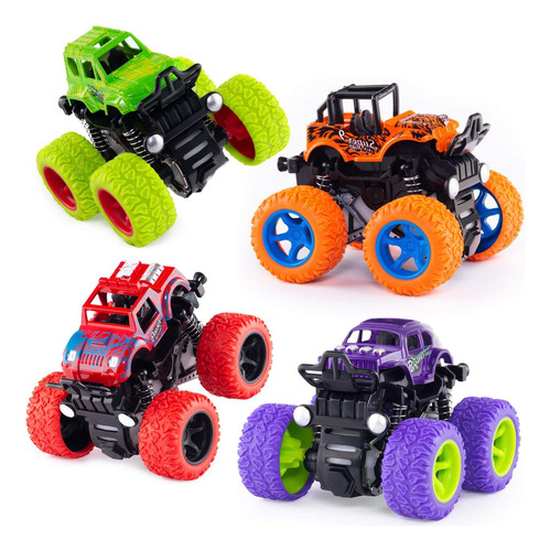 Pacote Com 4 Brinquedos Monster Truck Brinquedo Push And G