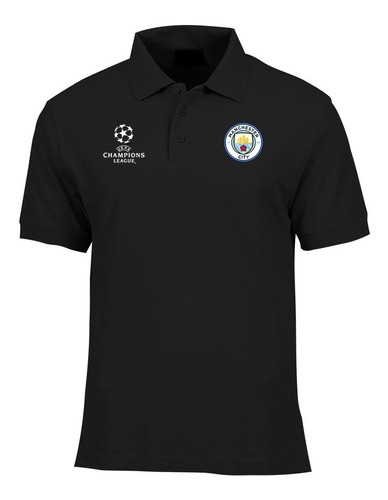 Camiseta Tipo Polo Manchester City, Champions Logos Bordados