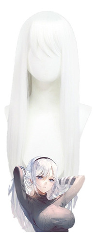 Chowbie Nun Cosplay Peluca Largo Pelo Blanco 75cm