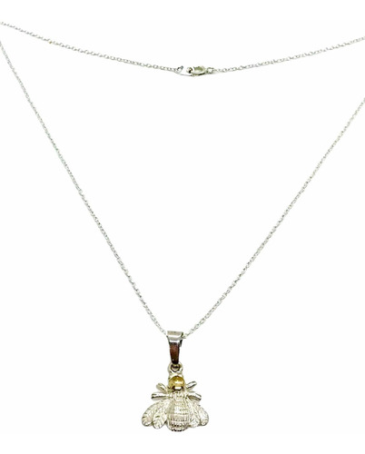 Imagen 2 de 6 de Cadena Modelo Rolo Con Dije De Abeja De Plata & Oro