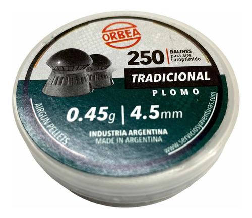 Balines Orbea Tradicional 4,5 Mm X250u 0,45g Rifle Aire Comp