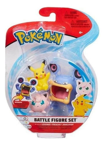 Pokemon Battle Figure Loudred, Pikachu E Jigglypuff - 2603 S