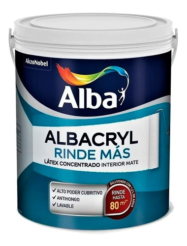 Latex Interior Albacryl Rinde Mas Blanco Mate 20 L Rosmar