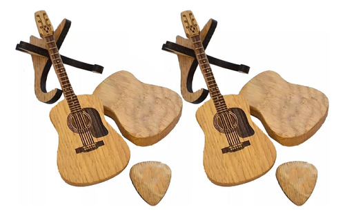 Funda De Madera Para 2 Púas De Guitarra Acústica,