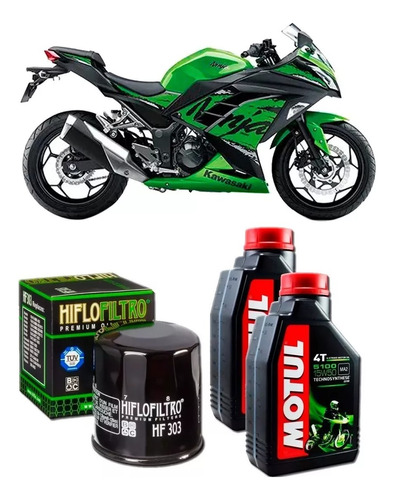 Kit Service Aceite + Filtro Kawasaki Ninja 300 12-16 