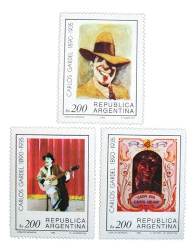 Argentina Arte, Serie Gj 2205-07 Carlos Gardel 85 Mint L5347