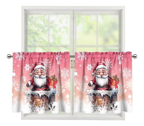 Gostong X-mas - Cortinas De Cocina Con Diseno De Papa Noel,