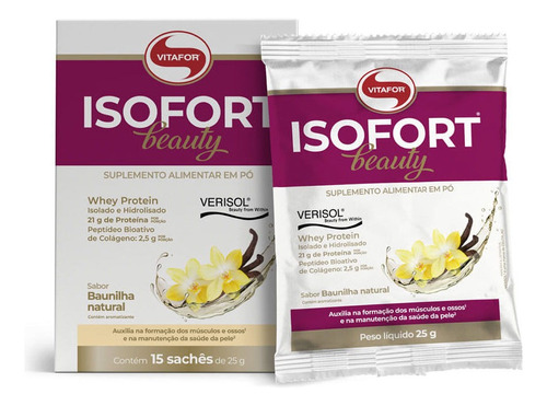 Isofort Beauty - 15 sachês 25g baunilha - Vitafor