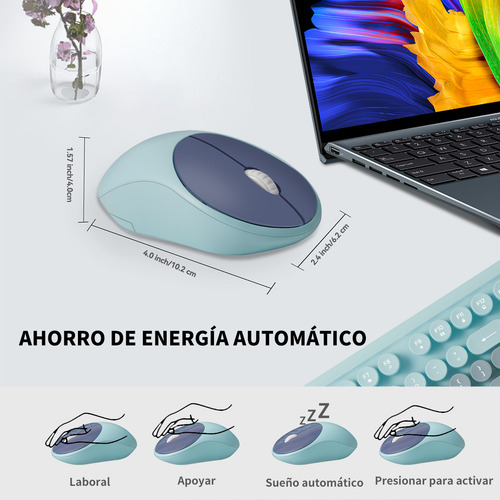 Kit Teclado y Mouse Inalámbrico FD EK8870 USB para Laptop Pc en Color Azul Índigo Idioma Inglés US QWERTY