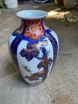 Comprar Jarrón Porcelana Decorado Impecable! Alto 22cm Blanco Y Decorado Azul Flores Artistica