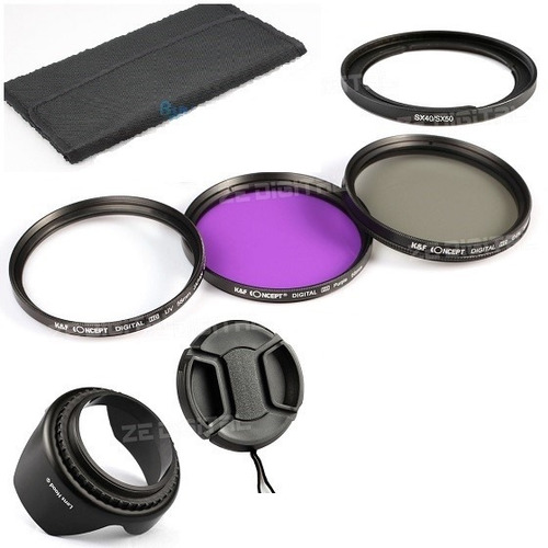 Accesorios Para Canon Sx40 Sx50 En 58mm Uv Cpl Parasol Tapa