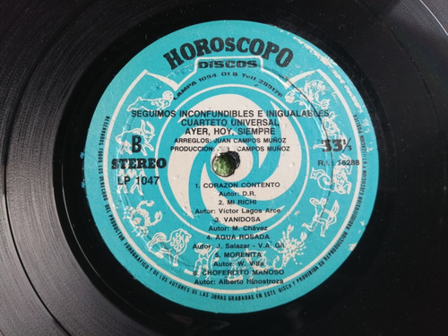Eam Lp Vinilo Cuarteto Universal Inconfundibles E Inimitable (Usado)