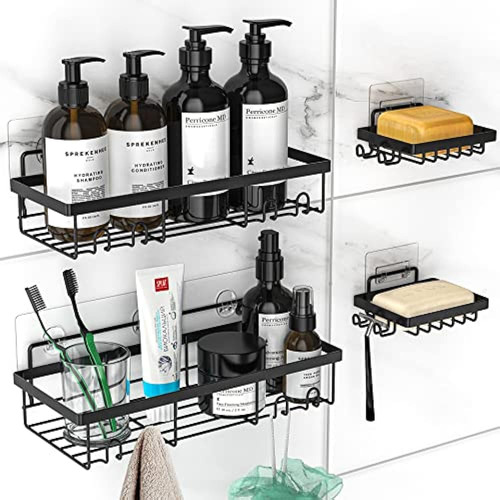 Moforoco Shower Caddy Shelf Organizer Rack, Self Adhesive Bl