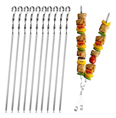 Set X24 Palitos Pinches De Brochette Parrilla Acero Inoxidab