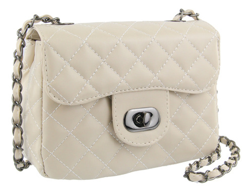 Mini Bag Bolsa Feminina Luxo Transversal Matelasse Moda Cor Marfim