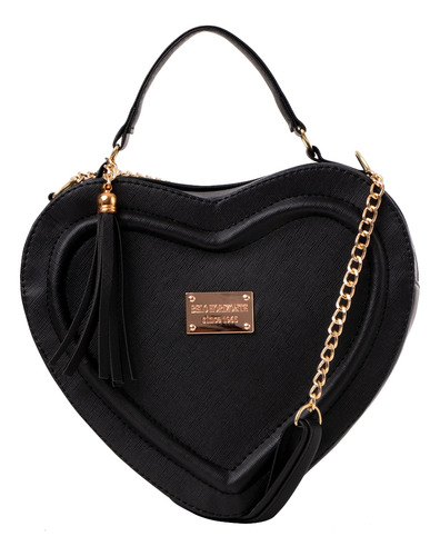 Bolso De Mujer Fana Corazon Color Negro Espectacular