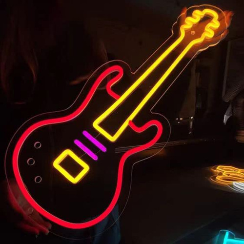 Amanymxok Letrero Neon Para Guitarra Musica Vivo Dibujo Luz