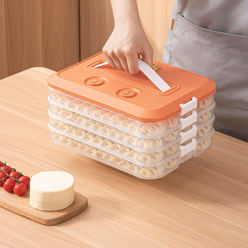 Almacenamiento De Dumplings Congelados De 4 Capas Con Tapas